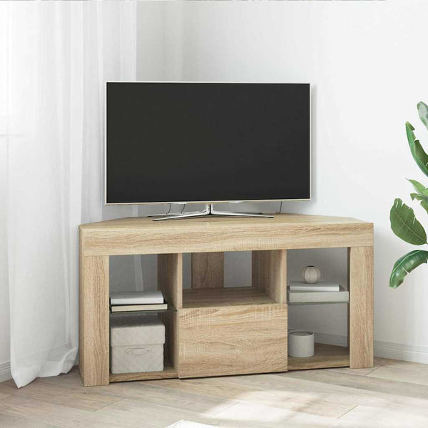 Eck-TV-Schrank mit LED Sonoma Eiche