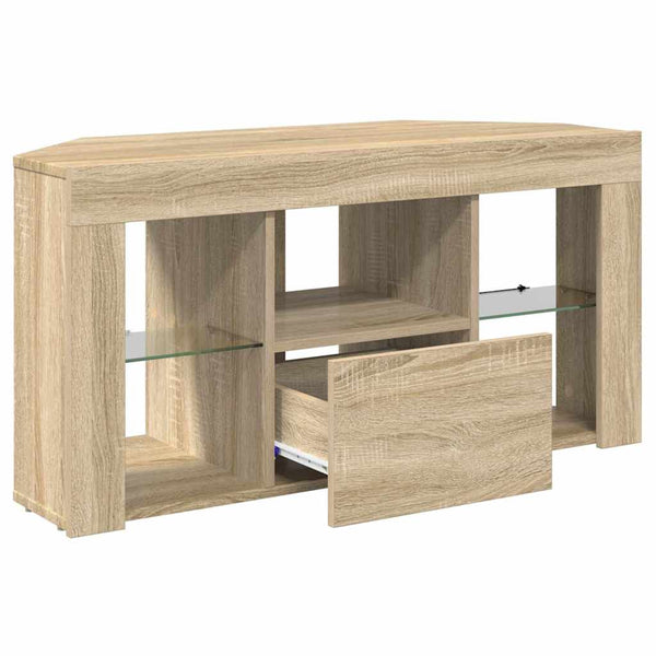 Eck-TV-Schrank mit LED Sonoma Eiche