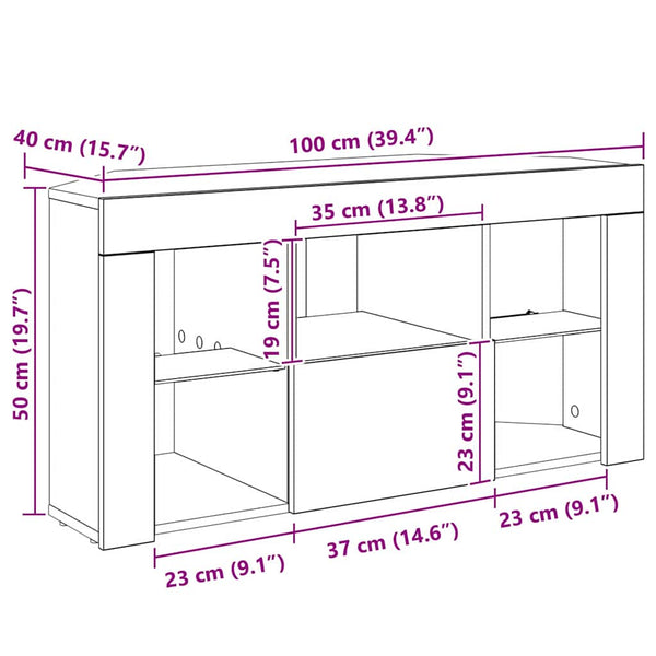 Eck-TV-Schrank mit LED Sonoma Eiche