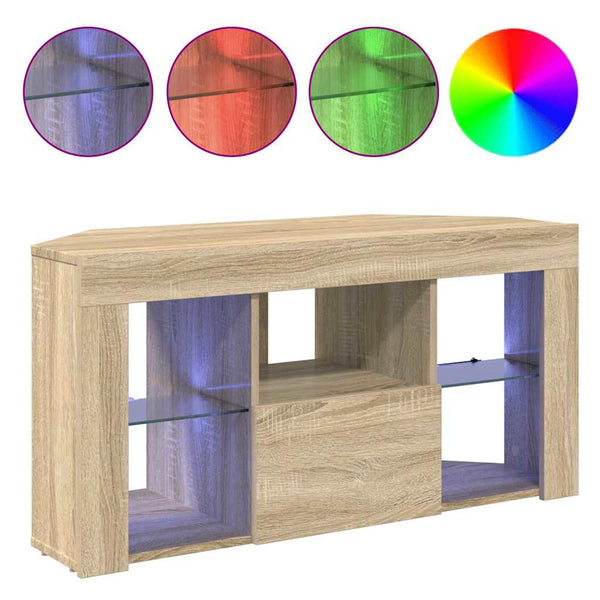 Eck-TV-Schrank mit LED Sonoma Eiche