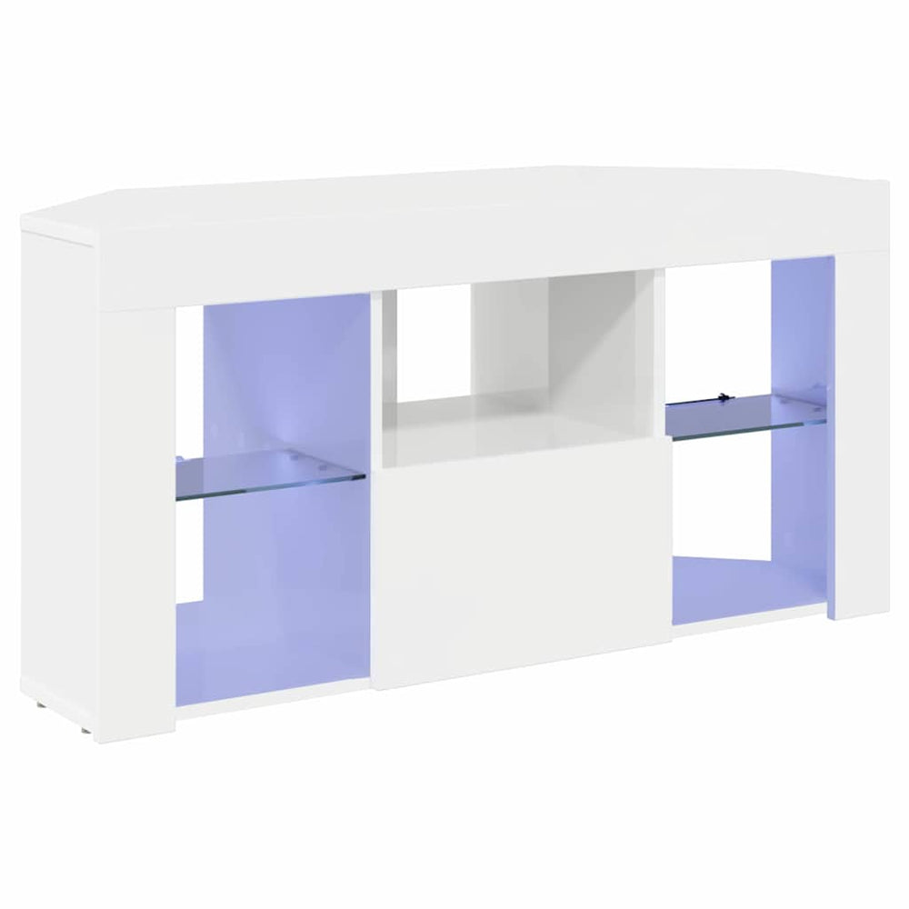 vidaXL Meuble TV d'angle LED mural Blanc Brillant 100 x 40 x 50 cm