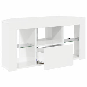 Eck LED TV-Schrank, Wandmontiert, Weiß