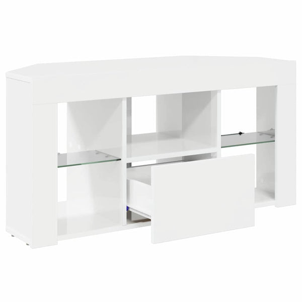 Eck LED TV-Schrank, Wandmontiert, Weiß