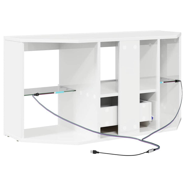 Eck LED TV-Schrank, Wandmontiert, Weiß