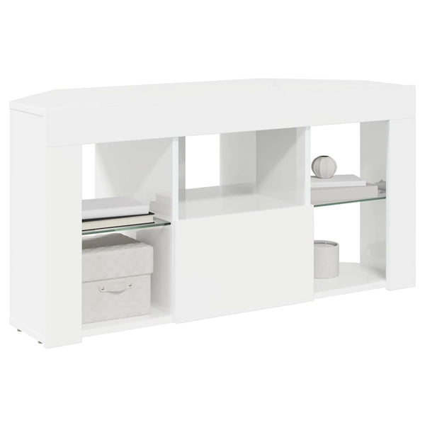 Eck LED TV-Schrank, Wandmontiert, Weiß