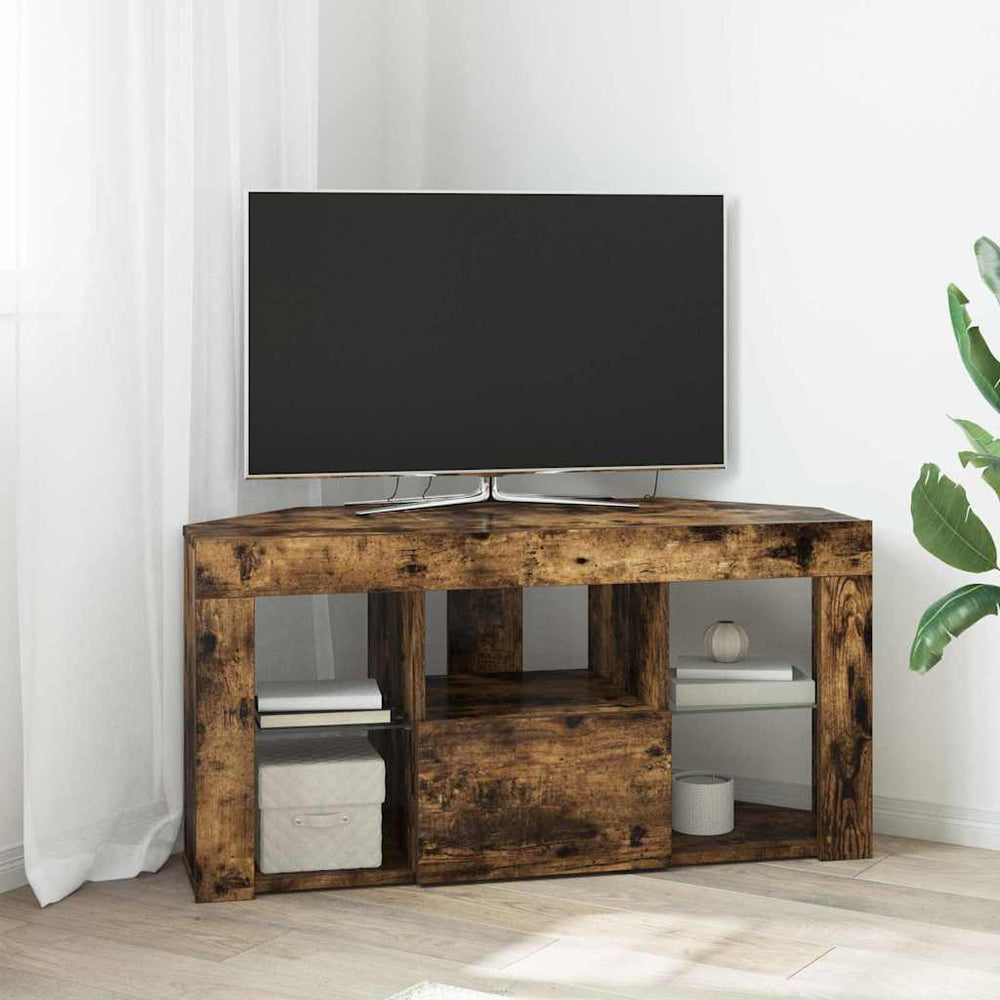 Meuble TV d'angle LED vidaXL Chêne fumé 100 x 40 x 50 cm
