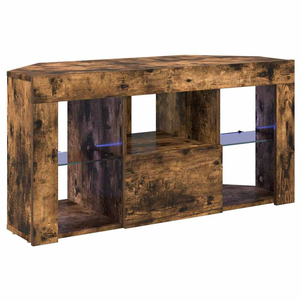 Meuble TV d'angle LED vidaXL Chêne fumé 100 x 40 x 50 cm