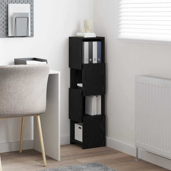 vidaXL Meuble d'angle noir aspect chêne 25,5x25x102cm Bois d'ingénierie