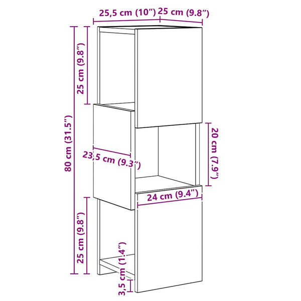 vidaXL Armoire d'angle 25,5x25x80 cm Bois d'ingénierie