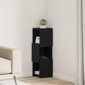 vidaXL Meuble d'angle Noir aspect chêne 25,5x25x80cm Bois d'ingénierie