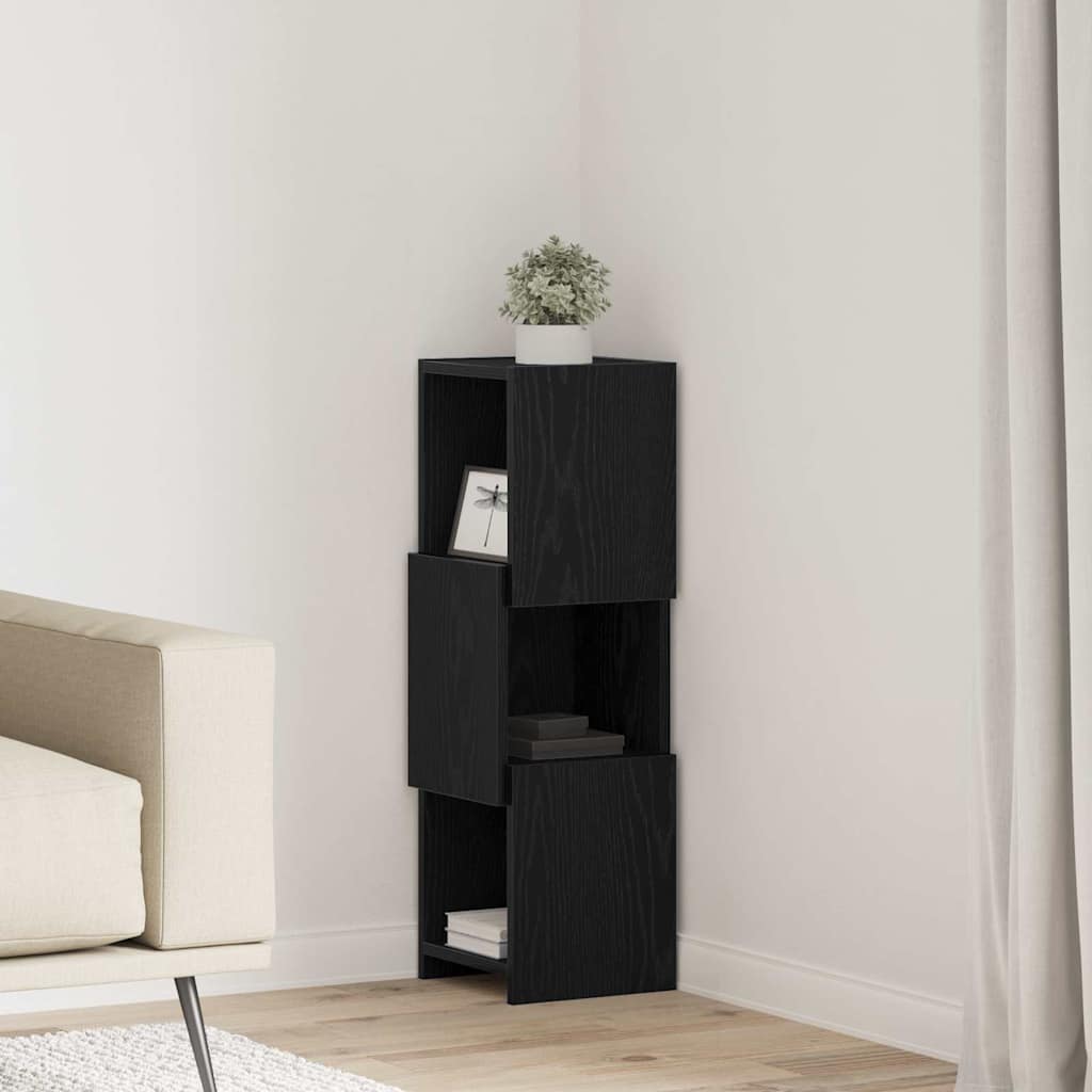 vidaXL Meuble d'angle Noir aspect chêne 25,5x25x80cm Bois d'ingénierie