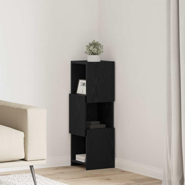 vidaXL Meuble d'angle Noir aspect chêne 25,5x25x80cm Bois d'ingénierie