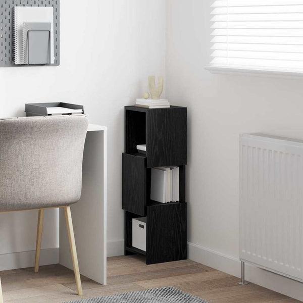 vidaXL Meuble d'angle Noir aspect chêne 25,5x25x80cm Bois d'ingénierie