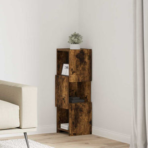 vidaXL Meuble d'angle Chêne fumé 25,5x25x80cm Bois d'ingénierie