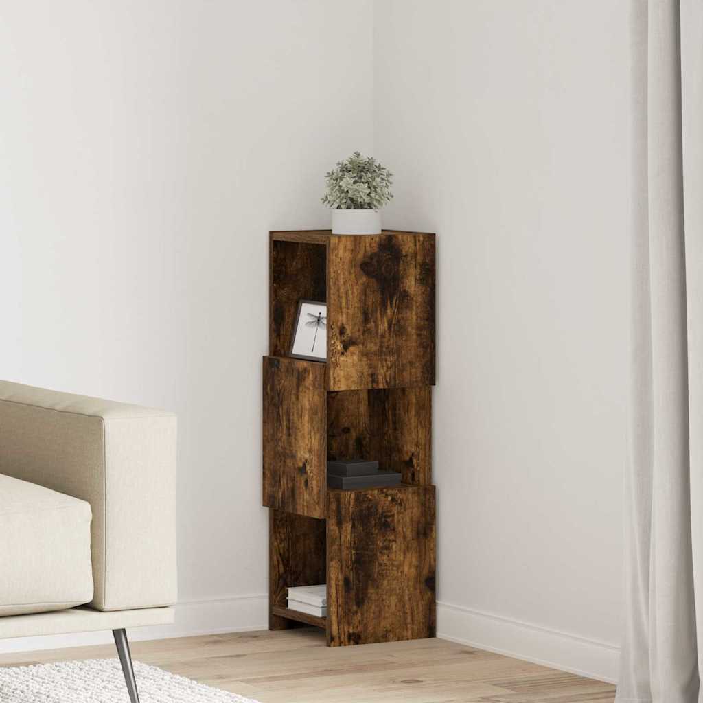 vidaXL Meuble d'angle Chêne fumé 25,5x25x80cm Bois d'ingénierie