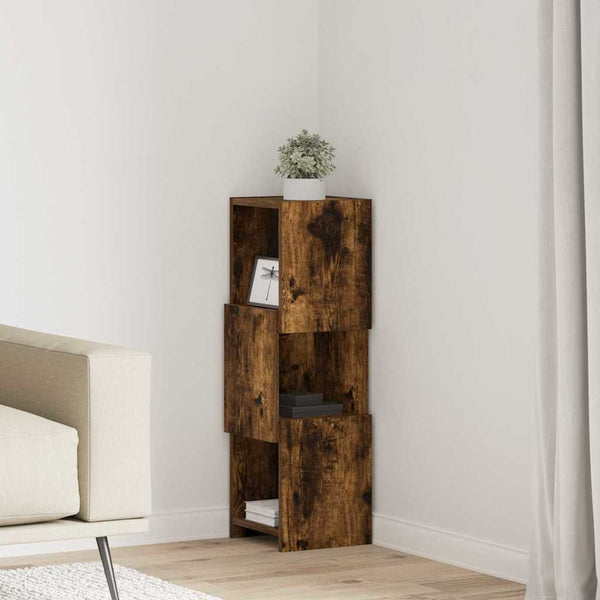 vidaXL Meuble d'angle Chêne fumé 25,5x25x80cm Bois d'ingénierie