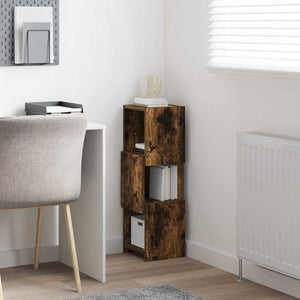 vidaXL Meuble d'angle Chêne fumé 25,5x25x80cm Bois d'ingénierie