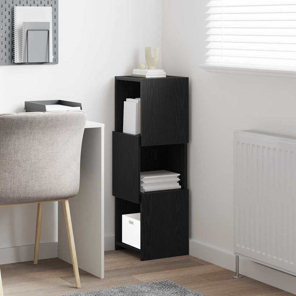 vidaXL Armoire d'angle Noir aspect chêne 30,5x30x95 cm Bois d'ingénierie
