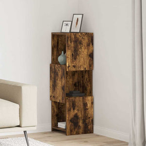 vidaXL Meuble d'angle Chêne fumé 30,5x30x95 cm Bois d'ingénierie