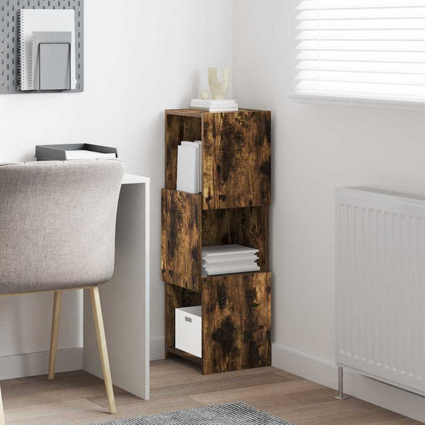 vidaXL Meuble d'angle Chêne fumé 30,5x30x95 cm Bois d'ingénierie