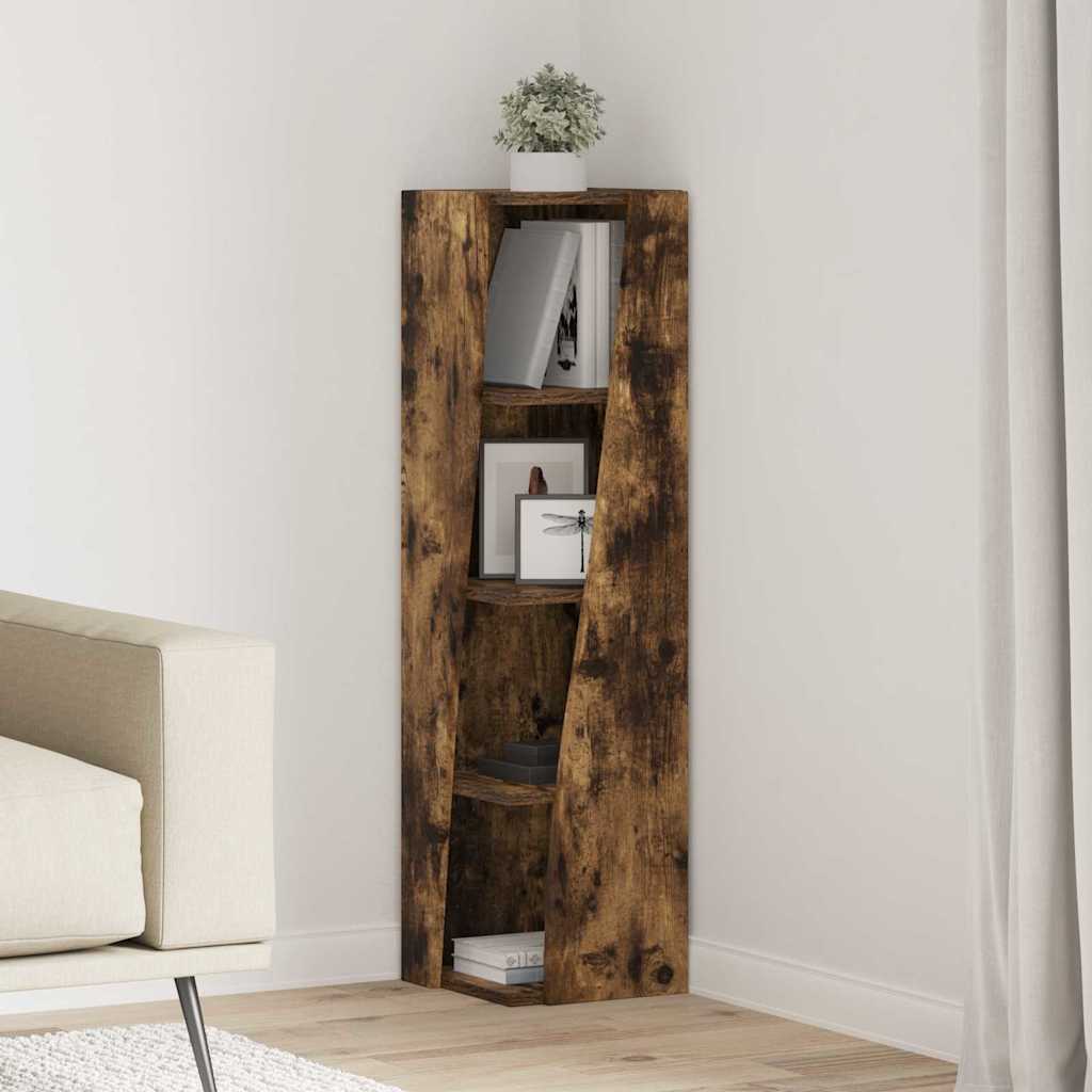 vidaXL Armoire d'angle Chêne fumé 27,5x27x102 cm Bois d'ingénierie