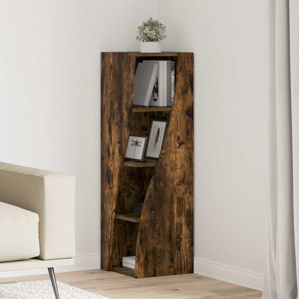vidaXL Meuble d'angle Chêne fumé 32x32x102 cm Bois d'ingénierie