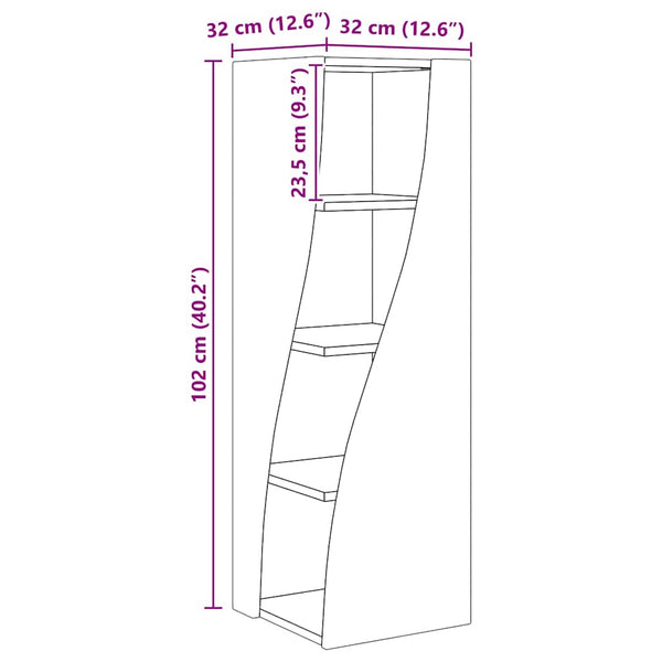 vidaXL Meuble d'angle Chêne fumé 32x32x102 cm Bois d'ingénierie