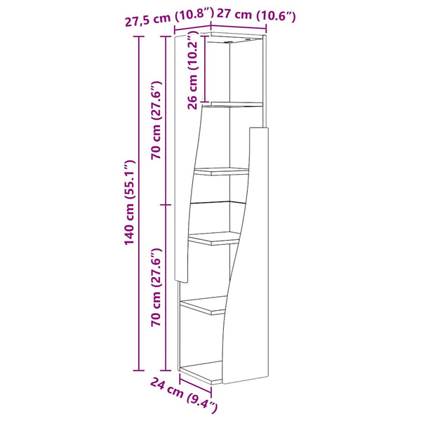 Schwarzer Eckschrank 27,5x27x140cm