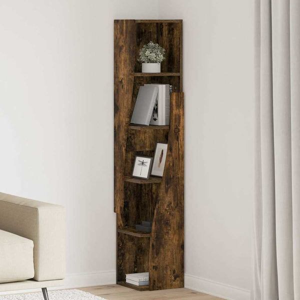 vidaXL Meuble d'angle Chêne fumé 27,5x27x140 cm Bois d'ingénierie