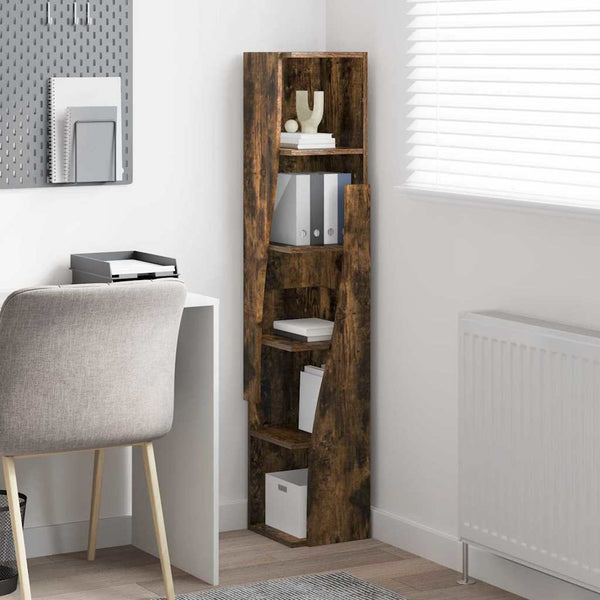 vidaXL Meuble d'angle Chêne fumé 27,5x27x140 cm Bois d'ingénierie