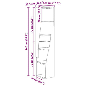 vidaXL Meuble d'angle Chêne fumé 27,5x27x140 cm Bois d'ingénierie