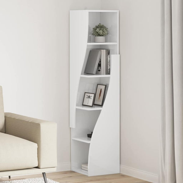 Eckschrank Hochglanz Weiß 32x32x140cm