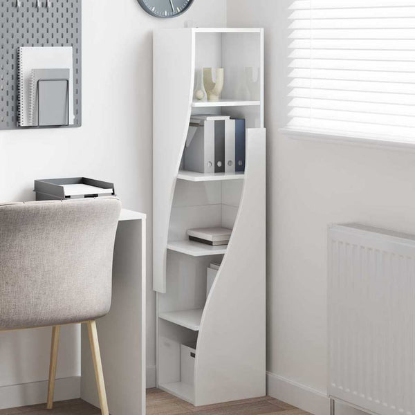 Eckschrank Hochglanz Weiß 32x32x140cm