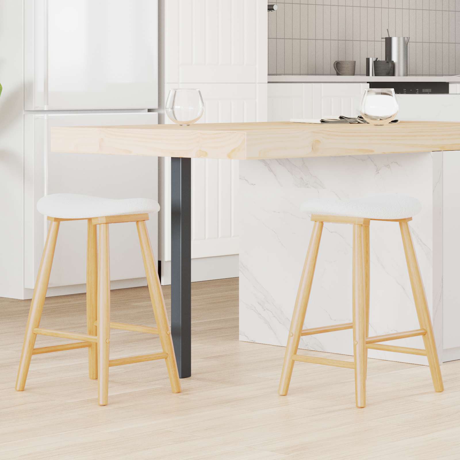 vidaXL Chaises de salle à manger 2 pcs Naturel 46 x 37 x 63 cm Bois d'hévéa massif