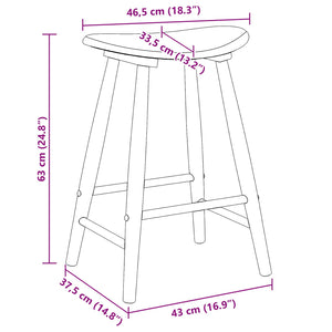 vidaXL Chaises de salle à manger 2 pcs Naturel 46 x 37 x 63 cm Bois d'hévéa massif