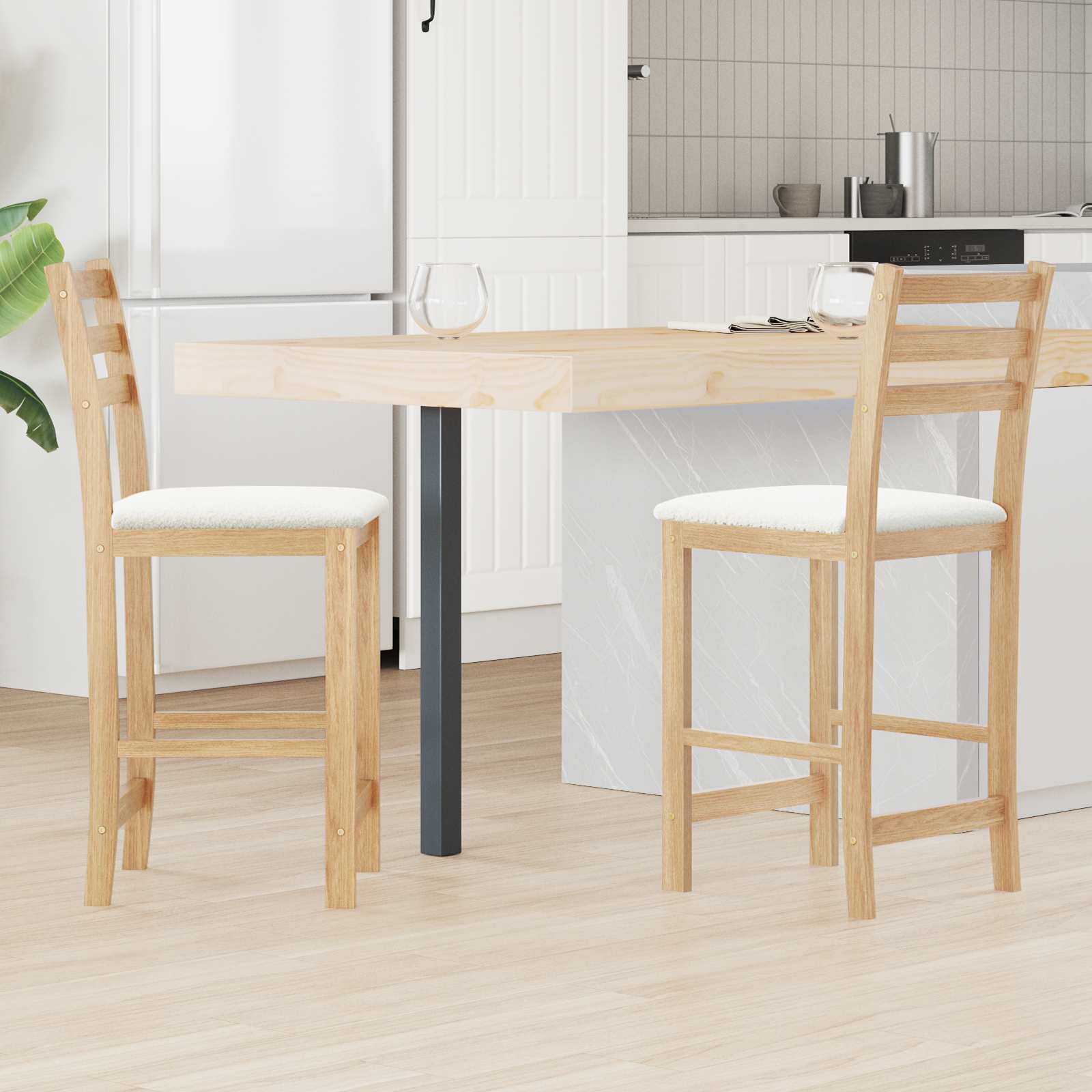 Esszimmerstühle 2er Set Naturholz