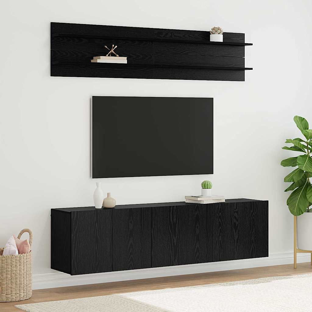 TV-Einheiten 6er Set Schwarz Eichenoptik