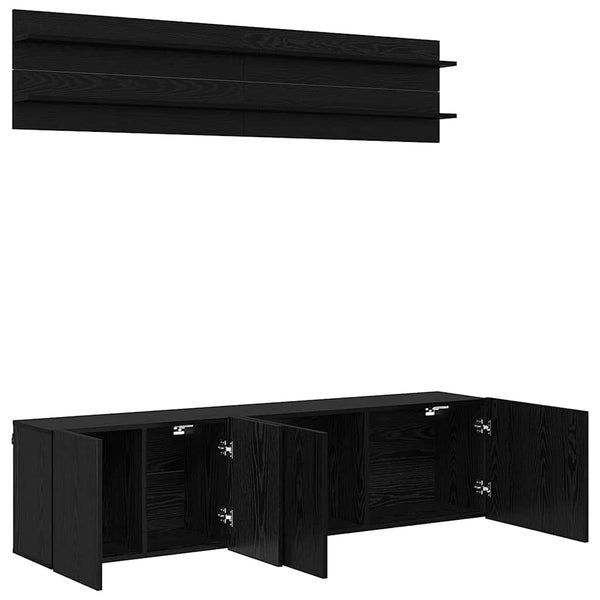 TV-Einheiten 6er Set Schwarz Eichenoptik