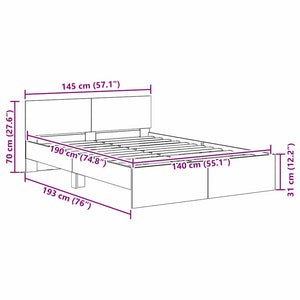 Bettgestell Altholz 140x190 cm mit LED