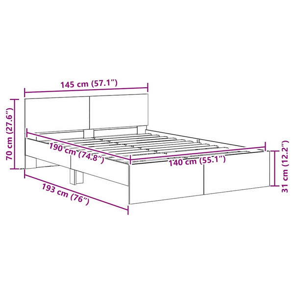 Bettgestell Altholz 140x190 cm mit LED