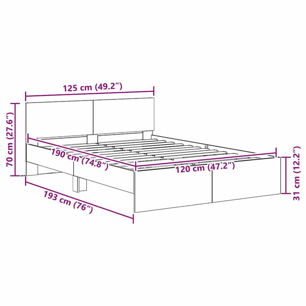 Bettrahmen Altholz 120x190 cm mit Kopfteil
