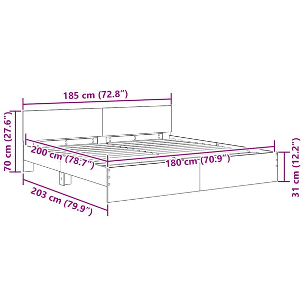 Bettrahmen Altholz 180x200 cm mit LED