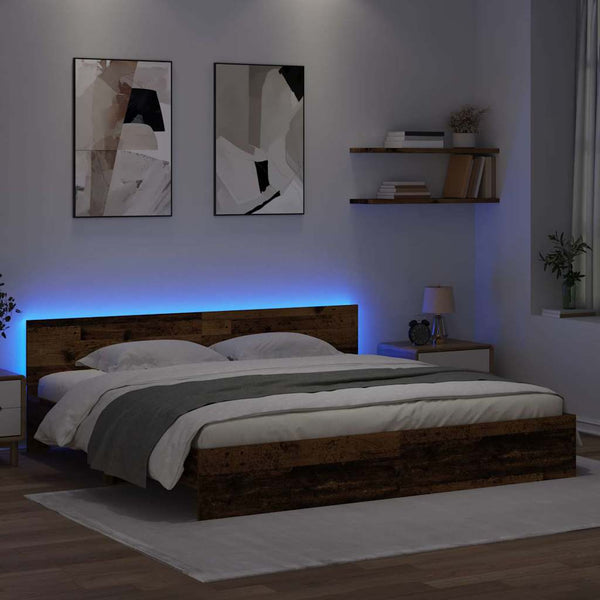 Bettrahmen Altholz mit Kopfteil 200x200 cm