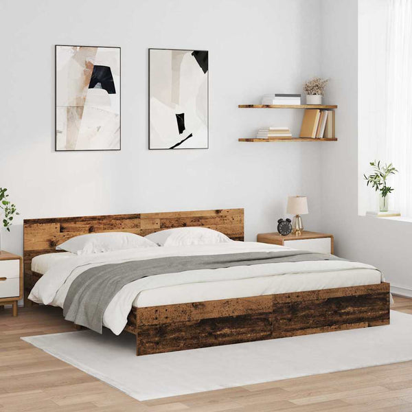 Bettrahmen Altholz mit Kopfteil 200x200 cm