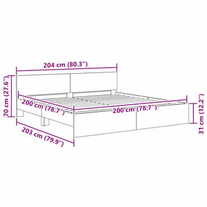 Bettrahmen Altholz mit Kopfteil 200x200 cm