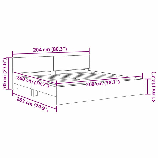 Bettrahmen Altholz mit Kopfteil 200x200 cm