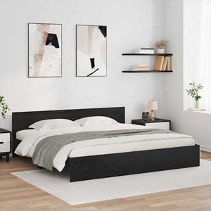Bettrahmen 200x200 cm Schwarz Eichenoptik