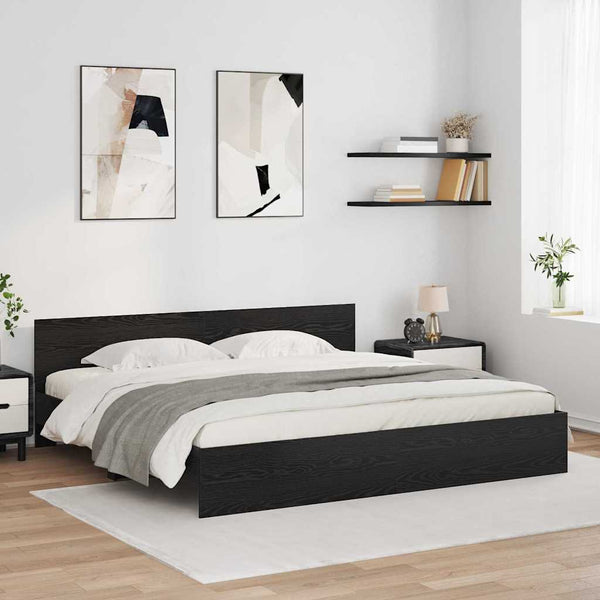 Bettrahmen 200x200 cm Schwarz Eichenoptik