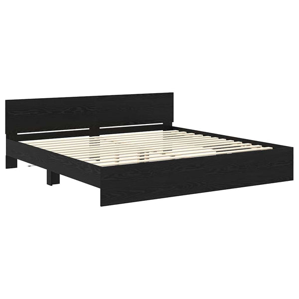 Bettrahmen 200x200 cm Schwarz Eichenoptik