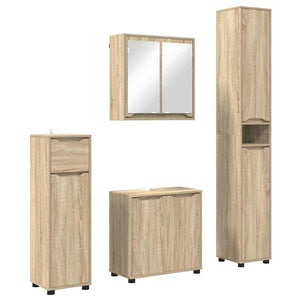 Badezimmermöbel Set mit Regal Sonoma Eiche 4-teilig